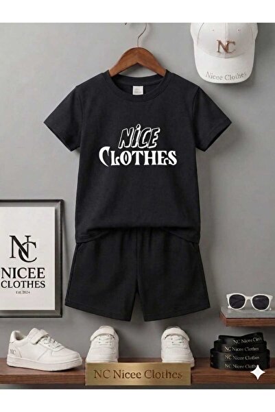 NC Nicee Clothes Summer Children's T-Shirt Shorts Unisex (Handwritten Nice Pr...