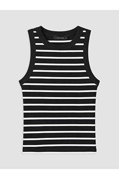 LC Waikiki Peak New Season Crew Neck Striped Women's Ribbed Undershirt