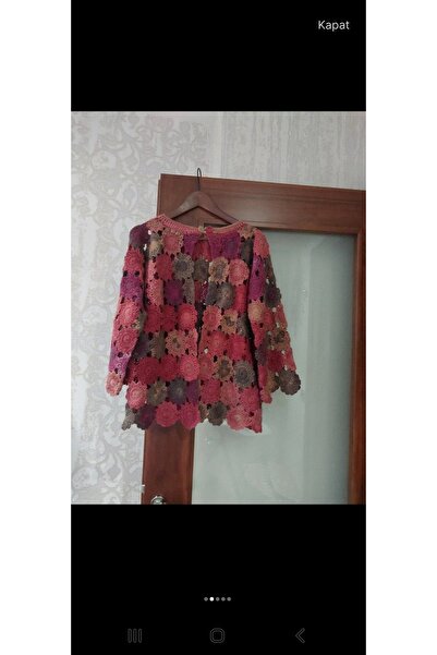 ARTTMACRAME Hand Knitted Women's Cardigan – Colorful Motif Knitted Cardigan –...
