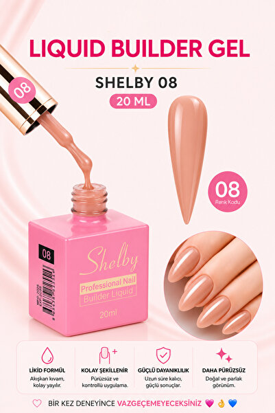 SHELBY Koyu Nude Liquid Builder Gel 20 ml TPO Free UV/LED Profesyonel Sıvı Bu...