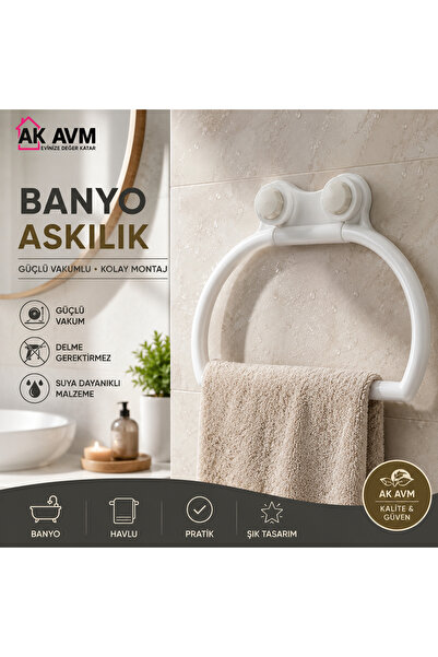 Ak Avm Vakumlu Banyo Havluluk Askısı Delme Gerektirmeyen Yapışkanlı Havlu Ask...