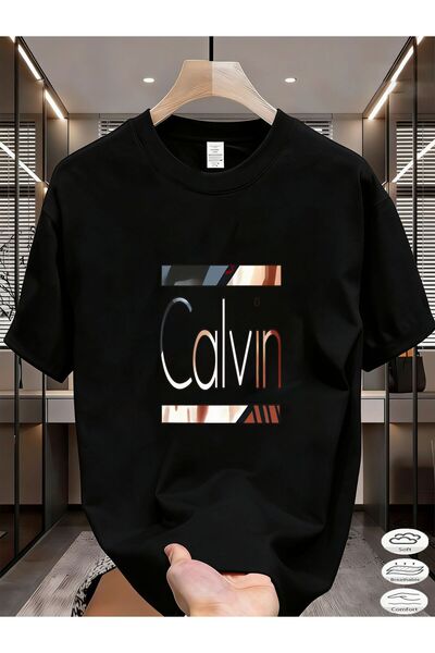 799 Men'S White Crew Neck Short-Sleeved T-Shirt, Letter Print with Metallic T...