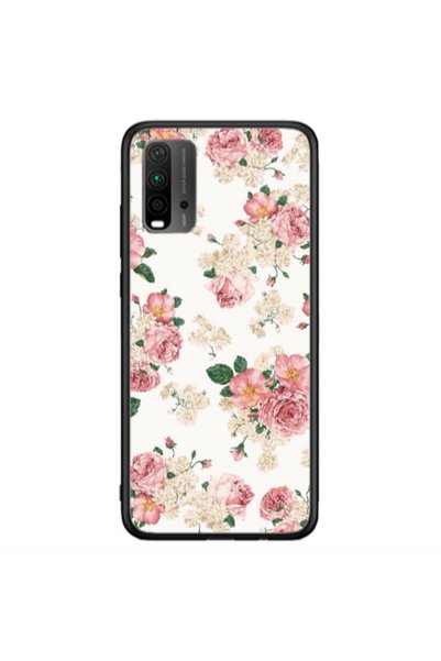 Other Xiaomi Redmi 9T Pink Flowers 2 Black Glossy Θήκη