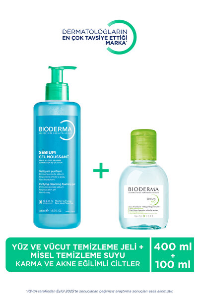 Bioderma Sebium Foaming Gel&H2O Karma Yağlı ve Akne Eğilimli Ciltler Temizlem...