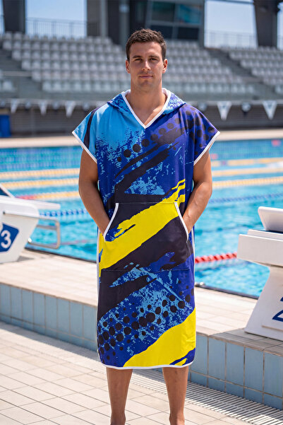 sporsuit Kanarya Unisex Swimming Training Sea Pool Hooded Arena Poncho Towel ...