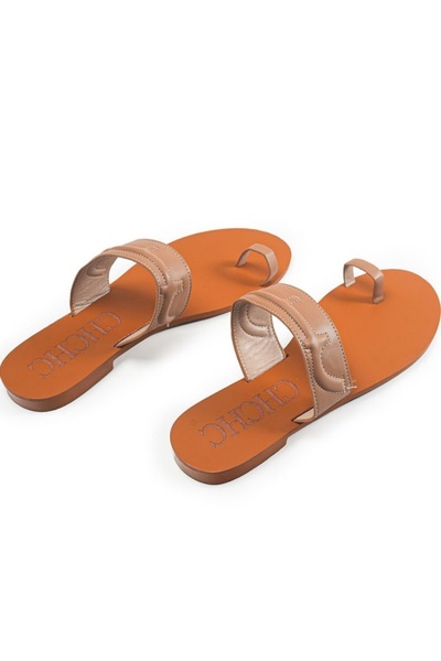 CHHC CH Single-Strap Toe-Post Sandals for Women Summer Brown Minimalist Versa...