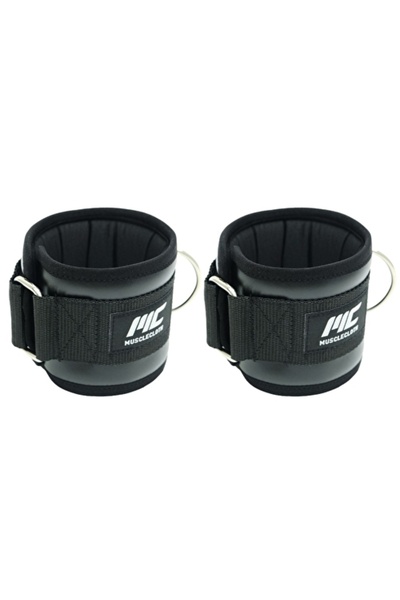 MUSCLECLOTH Deri Padded Ankle Cuff 2'li Paket Siyah