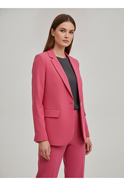 CRYSTALİA Kadın Şık Krep Kumaş Klasik Yaka Tek Düğmeli Blazer Ceket