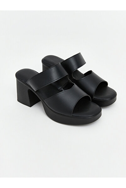LC Waikiki Peak New Season Leather Look Women's Heeled Slippers
