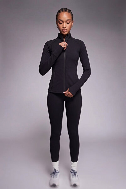 soft&basic Women's Gathering High Waist Leggings Long Sleeve Finger-Looped Ca...