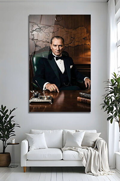 Parıltı Yayınları B&G DESİGN Mustafa Kemal Atatürk Cam Tablo Türkiye Haritalı...