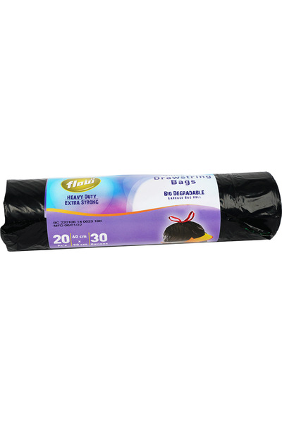 Flow Drawstring Garbage Bag Black 60x90cm 2x20's