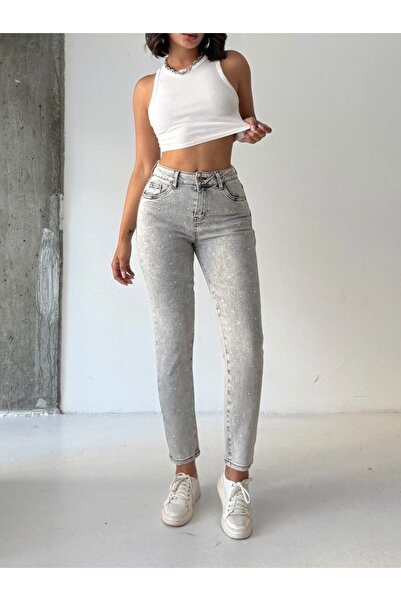 ADAMODA.RO Blugi skinny elastici cu aplicații de strasuri