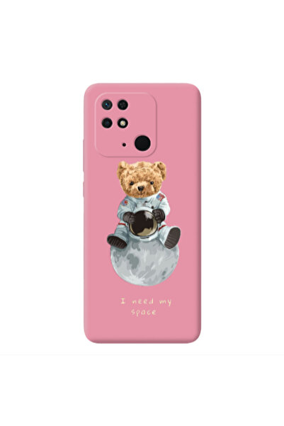 Other Xiaomi Redmi 10C Bear in space Pink Colored Silicone TPU Θήκη