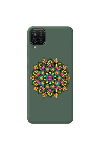 Other Samsung A12 Mandala D6 Dark Green Colored Silicone TPU Θήκη