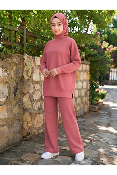 MEBA Women's Islamic Clothing Summer Thin Fabric Self-Line Detailed Crew Neck...