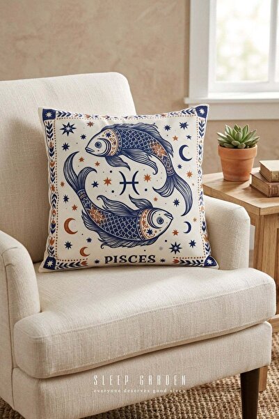 Sleep Garden Pisces Zodiac Sign Design Modern Decorative Throw Pillow Cover 4...