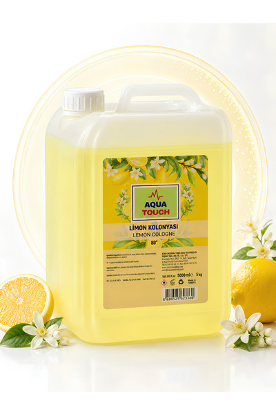 aqua touch 5000 ML 5 Litre Limon Kolonyası %80 Alkol Limon Kokulu Ekonomik Bo...