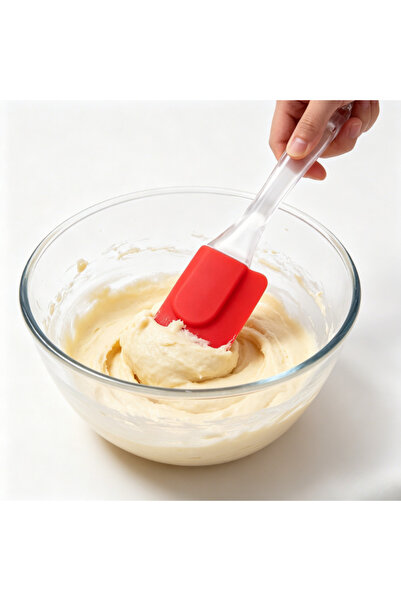 idei Spatulă silicon roșie pentru patiserie 23cm mâner transparent cu orifici...
