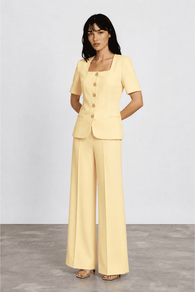 Swass Selene Short Sleeve Jacket & Palazzo Pants Set Yellow