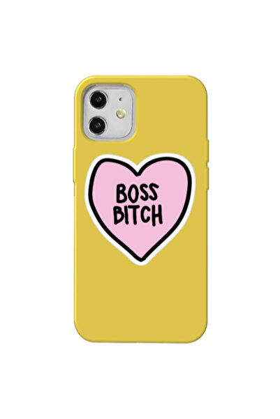 Other Apple iPhone 12 Boss Bitch Yellow Colored Silicone TPU Θήκη
