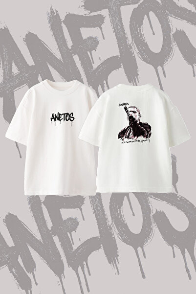 Anetos Eminem Rapper_3 Design Printed Oversize Crew Neck T-Shirt White