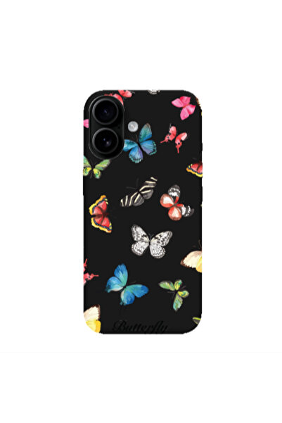 Other Apple Iphone 16 plus Butterfly Mix Black Colored Silicone TPU Θήκη