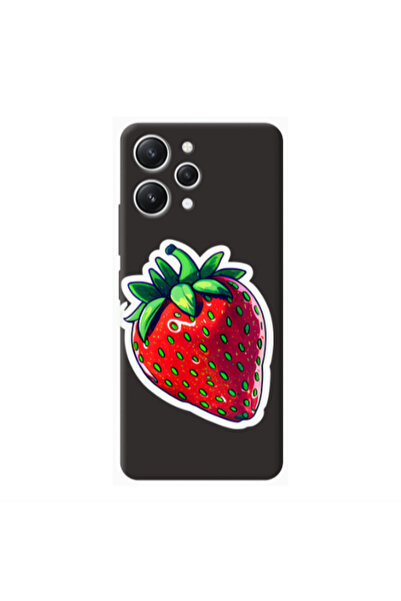 Other Xiaomi Redmi 12 strawberry Black Colored Silicone TPU Θήκη