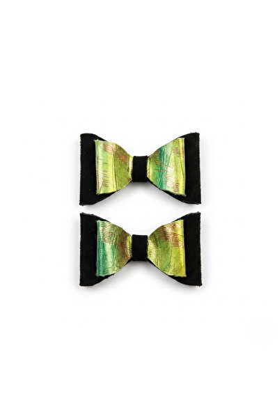 TIGEA Accessories Handmade Shiny Faux Leather Glitter Buckle Set of 2 Bows Bl...
