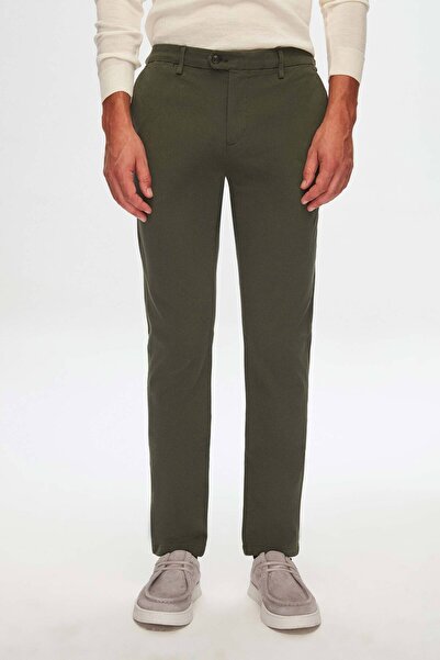 Damat Slim Fit Haki Bi Strech Pamuklu Beli İçten Lastikli Chino Pantolon