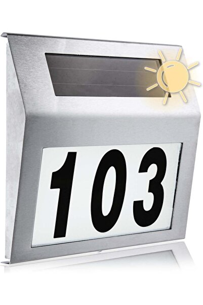 Ayawaska Panou numar de casa cu iluminare solara LED puternica, din inox rezi...