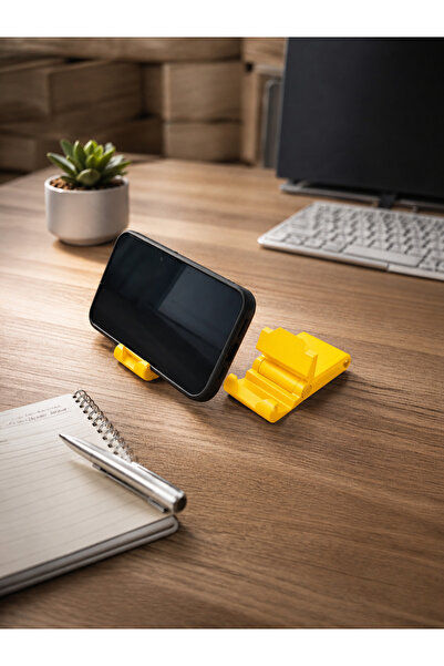 Esta3D 3’ü 1 Arada Mini Telefon Tutucu Anahtarlık Charm – Sarı 3,5 × 7 × 1 cm