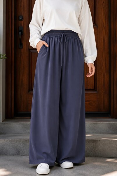 İmajButik Παντελόνι ανθρακί με ελαστική μέση και τσέπες με κορδόνια