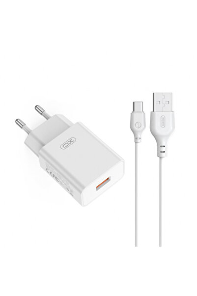 XO Design Incarcator Retea Cu Cablu USB-C L127, 18W, 3A, 1 x USB-A, Alb