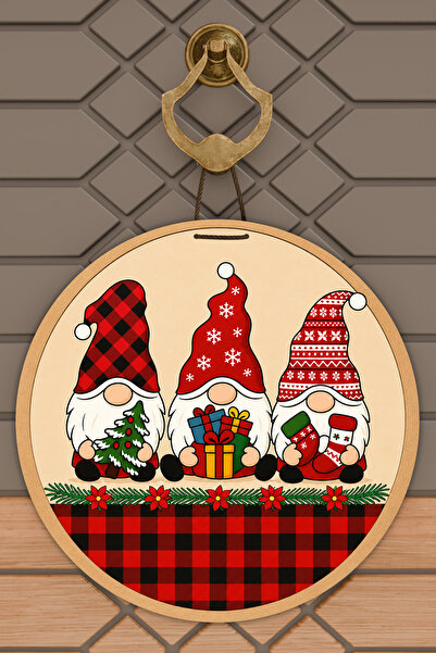 Dormot Home Christmas Gnomes Design Round Door Ornament Digital Print 30X30 cm