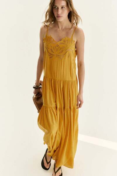 H&M Embroidered tiered dress