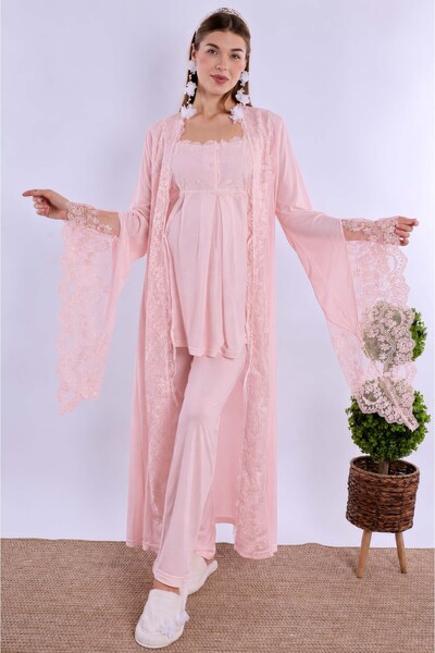 ByLohusa Effortt Powder Maternity Pajamas Set with Dressing Gown