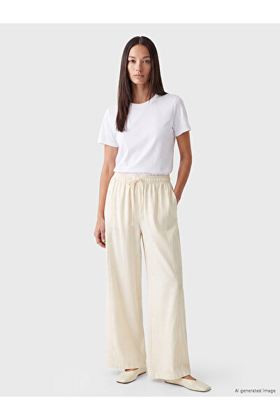 LC Waikiki Trendlucky Women's Wide Leg Pants with Elastic Waist and Differenc...