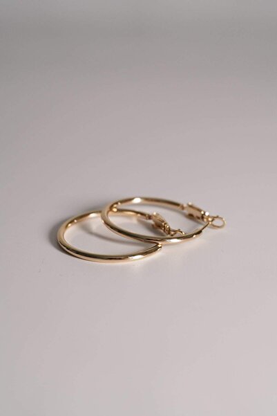 AYRA ACCESSORY İnce Oval Halka Gold Renk Çelik Küpe