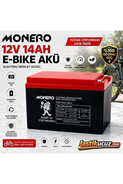 monero 12V-14 AMPER YATIK E-BIKE AKÜ- YENİ TARİHLİ Ebatlar: 150x101x99mm