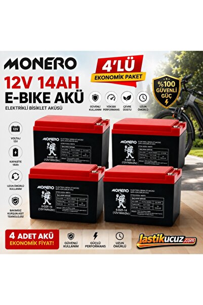 monero 12V-14 AMPER YATIK 4'LÜ PAKET E-BIKE AKÜ-YENİ TARİHLİ EBATLAR:150x101x...