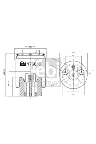 FEBI BILSTEIN Perna de Aer (diametru: 201/258mm) Schmitz