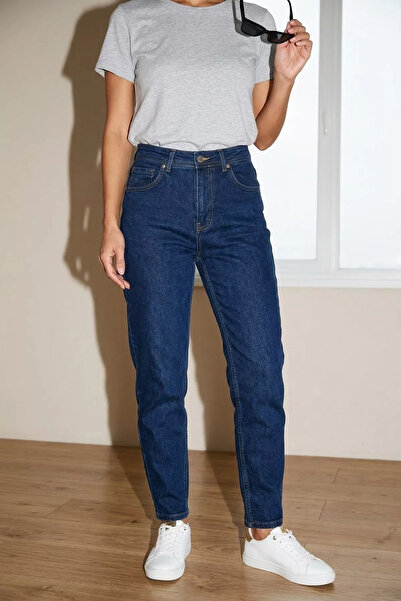 Aryena Navy Blue Women's Comfortable Daily Combination Jean Denim Trousers