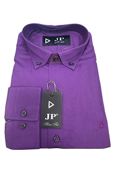 OEM Camasa barbati, mov cu maneca lunga, slim fit, bumbac-poliester, masura L
