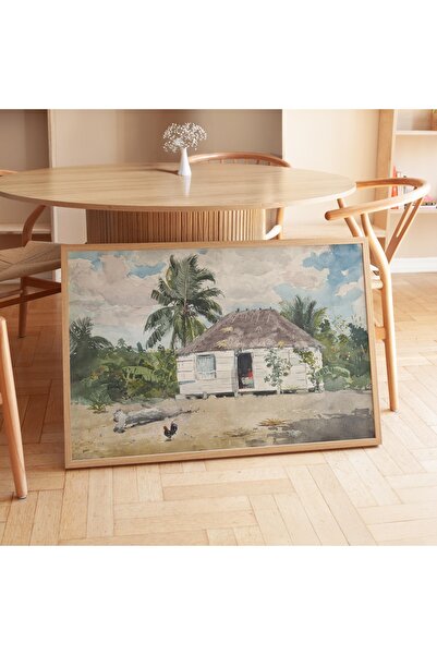 Pegziz Winslow Homer, Tabloul Native Huts, Nassau |   Peisaj tropical al Baha...