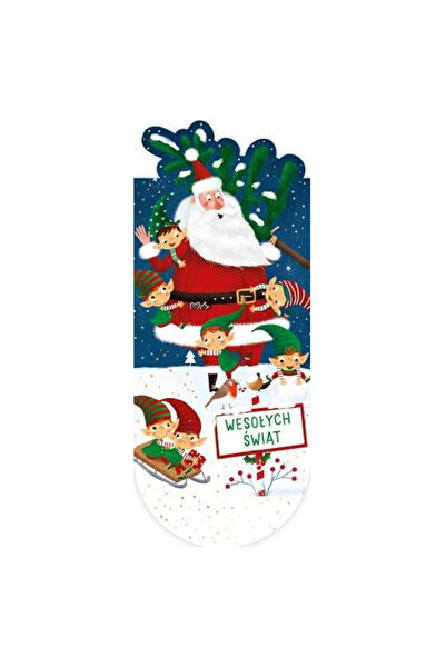 HENRY Semn de carte magnetic Henry, Mos Craciun cu Elfi, oval, cu imprimeu fe...