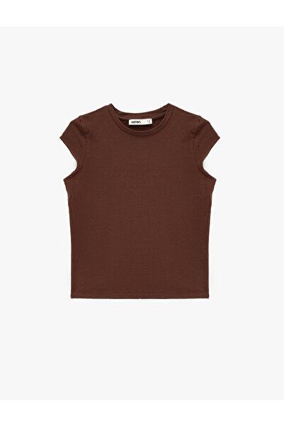 Koton Cotton Regular Fit Cap Sleeve Crew Neck Basic T-Shirt