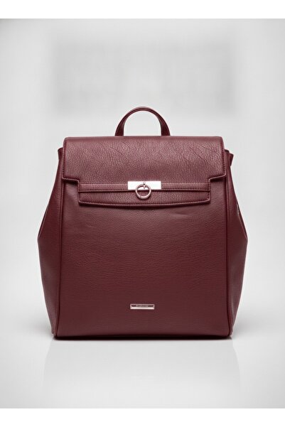 SilviaRosa Women's Backpack, -Leather, Flap Closure with Buckle Detail