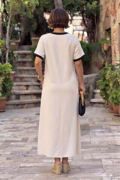 Nevin Kaya Moda فستان من الكتان الأسود