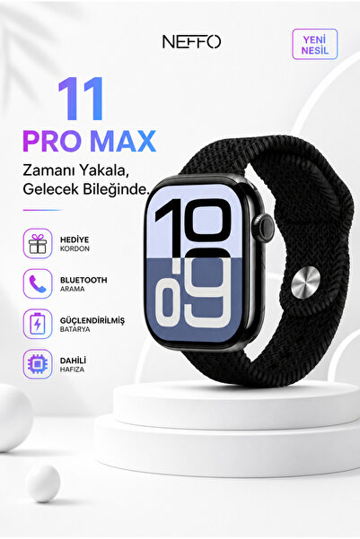NEFFO NF11 Pro Max Akıllı Saat Amoled Ekran Yedek Kordonlu Tüm Telefonlarla U...